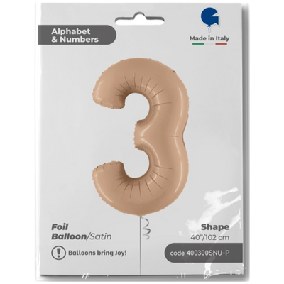 Balon Folie Jumbo CIFRA 3 Nude 102 cm Grabo