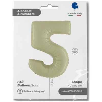 Foil Balloon NUMBER 5 Olive 102 cm Grabo