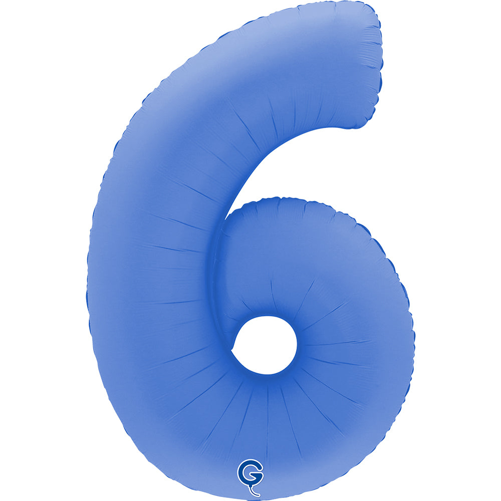 Balon Folie Cifra 6 Mat Lotus Blue 102cm
