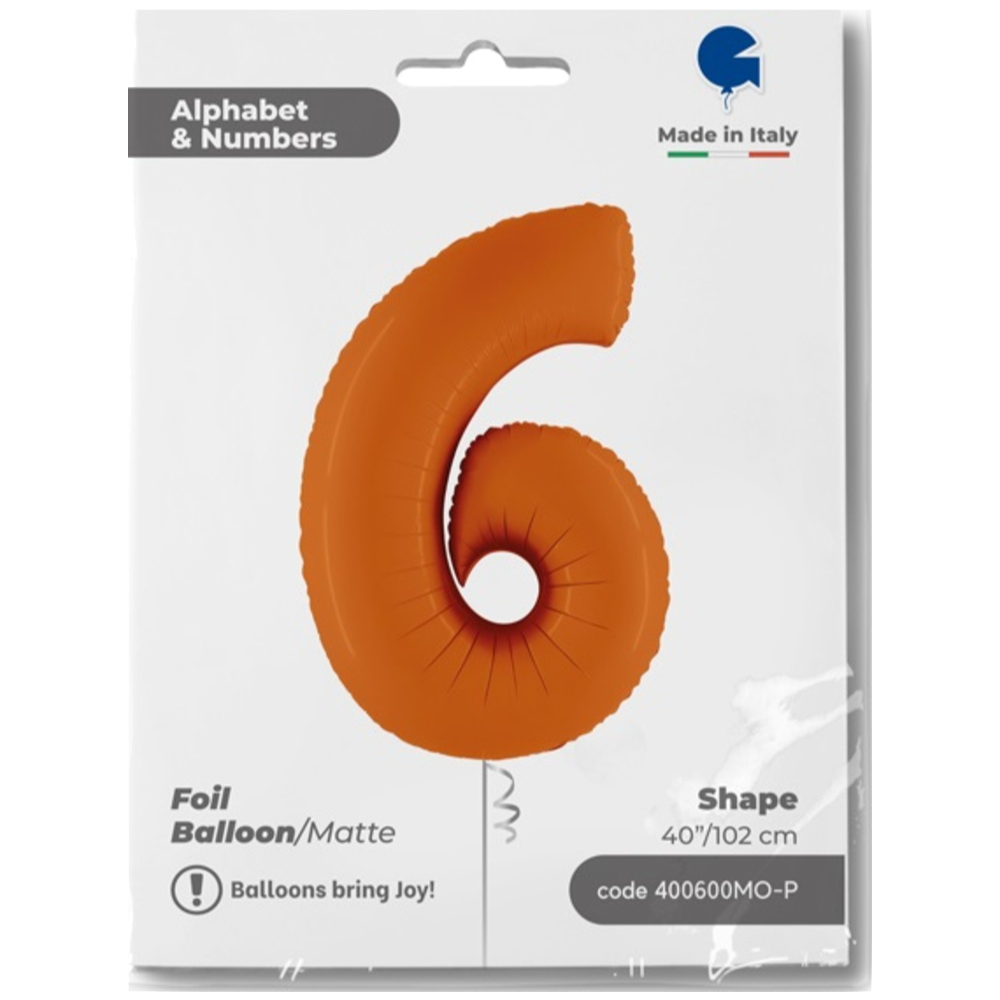 Balon Folie CIFRA 6 Portocaliu 102 cm Grabo