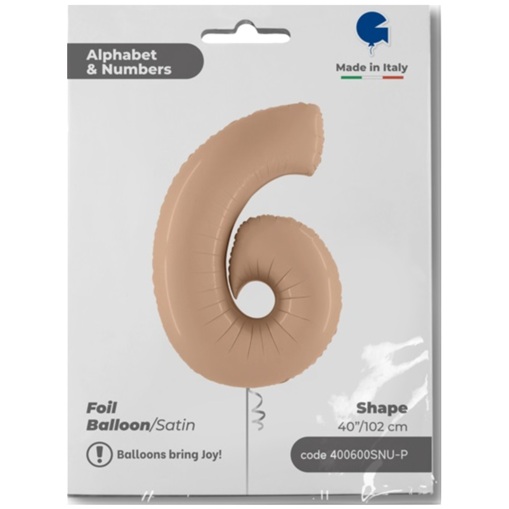 Jumbo Foil Balloon Nude NUMBER 6 102 cm Grabo