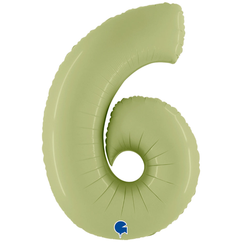 Foil Balloon NUMBER 6 Olive 102 cm Grabo