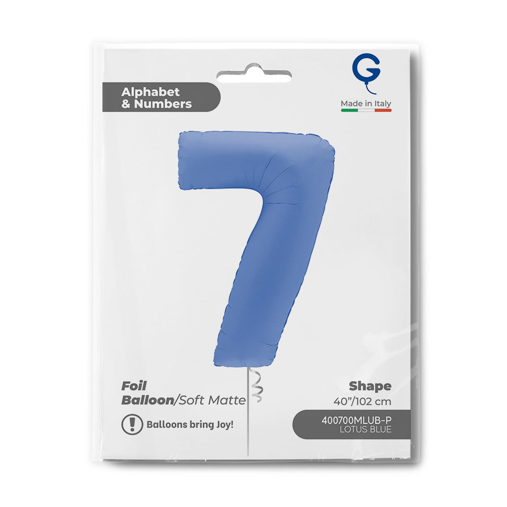 Number 7 Matte Lotus Blue Foil Balloon 102cm