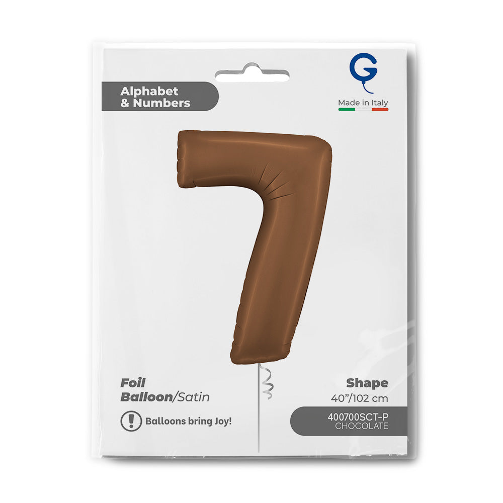 Balon Folie Cifra 7 Satin Chocolate 102cm