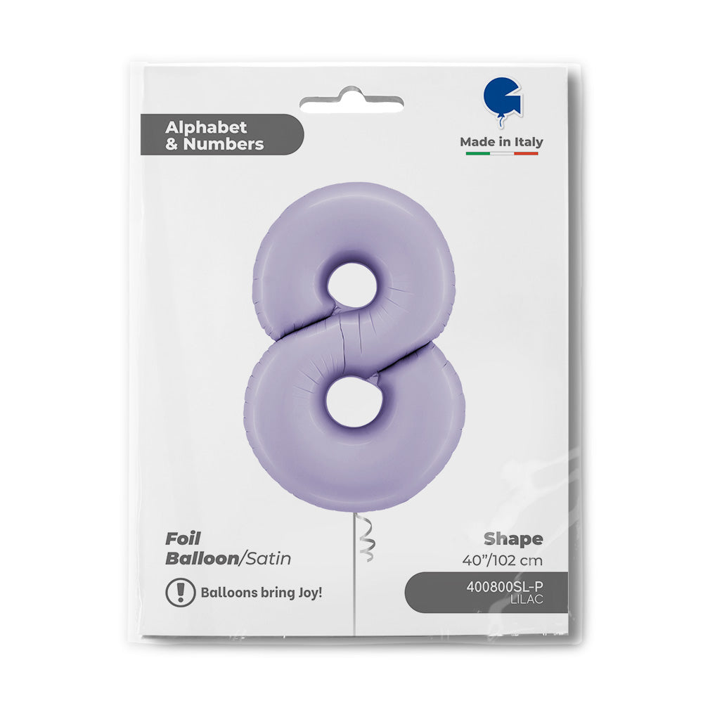Number 8 Lilac Foil Balloon 102cm