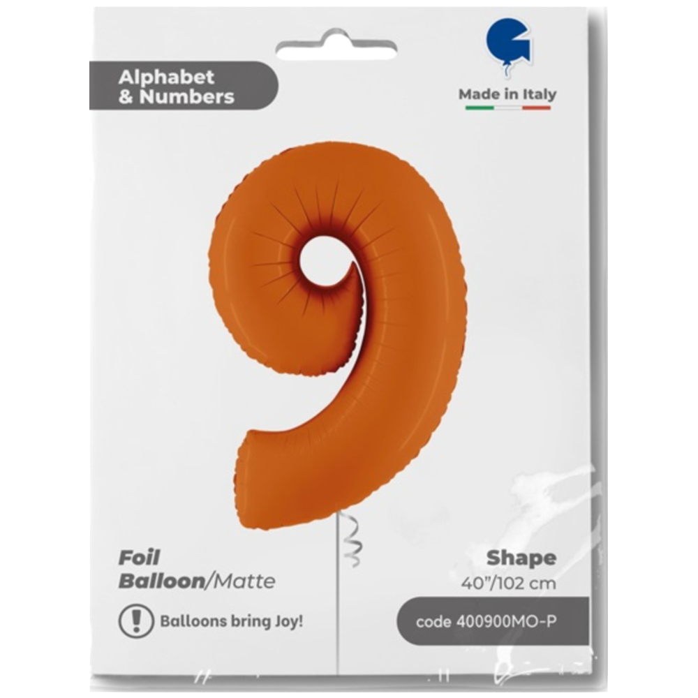 Balon Folie CIFRA 9 Portocaliu 102 cm Grabo