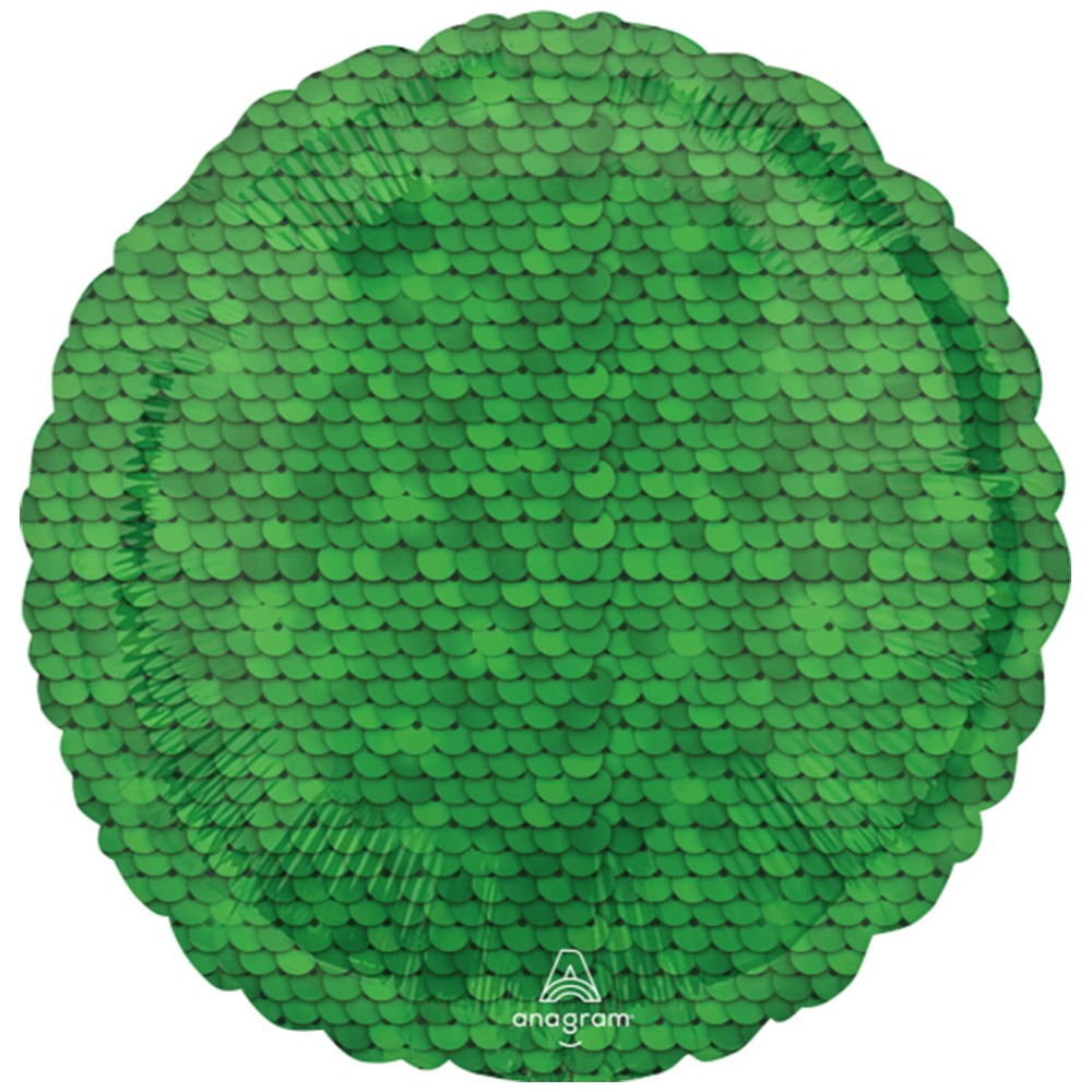 Foil Balloon Sequins Green 43cm AMS 42196