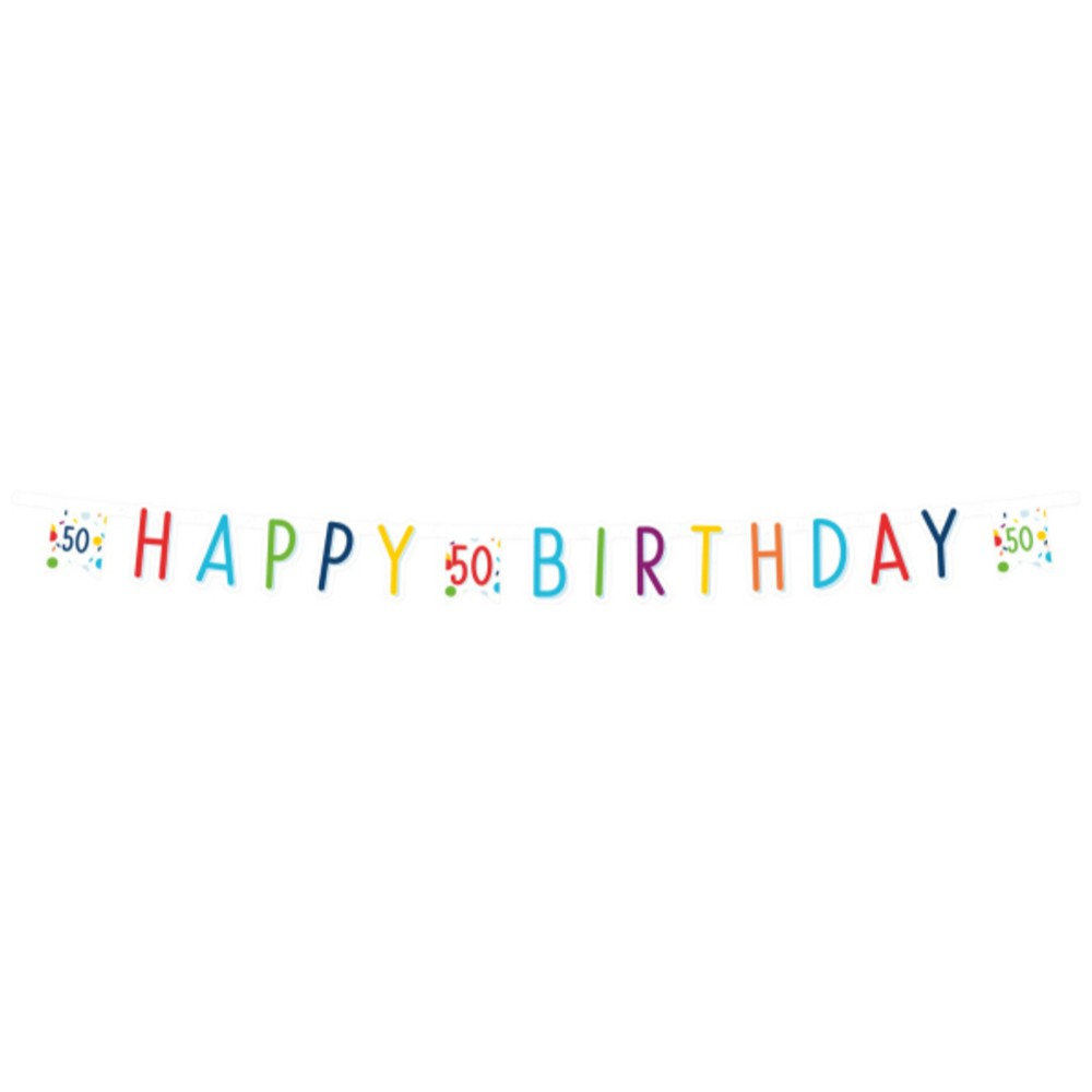 Banner Litere Happy 50th Birthday 180 x 13.8cm Amscan 9906770
