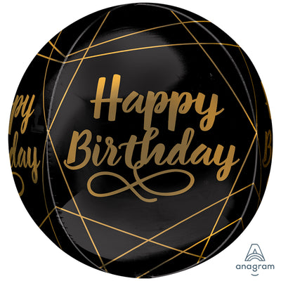 Orbz Foil Balloon Black Elegant Birthday 38x40cm ANAGRAM 4110201