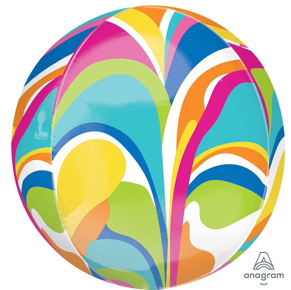 Orbz Vibrant Macro Marble Foil Balloon 38x40cm ANAGRAM
