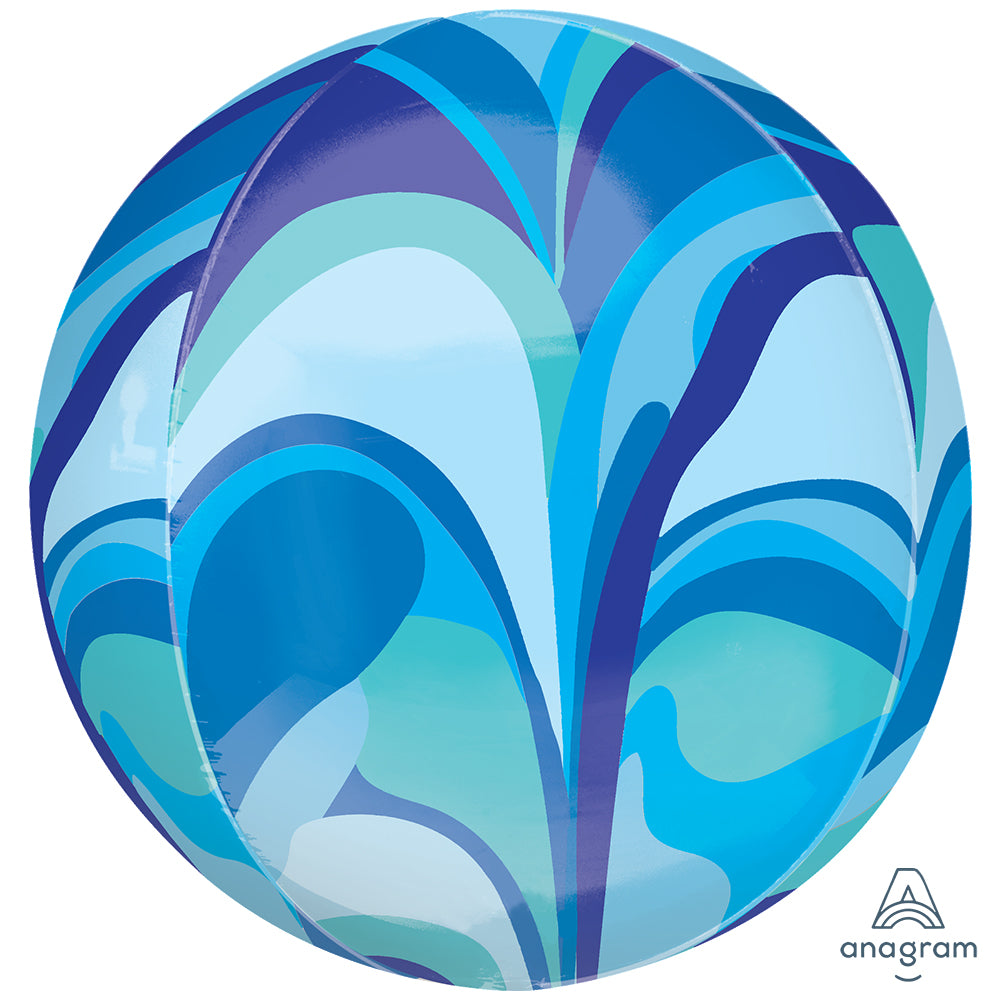 Orbz Blue Macro Marble Foil Balloon 38x40cm ANAGRAM