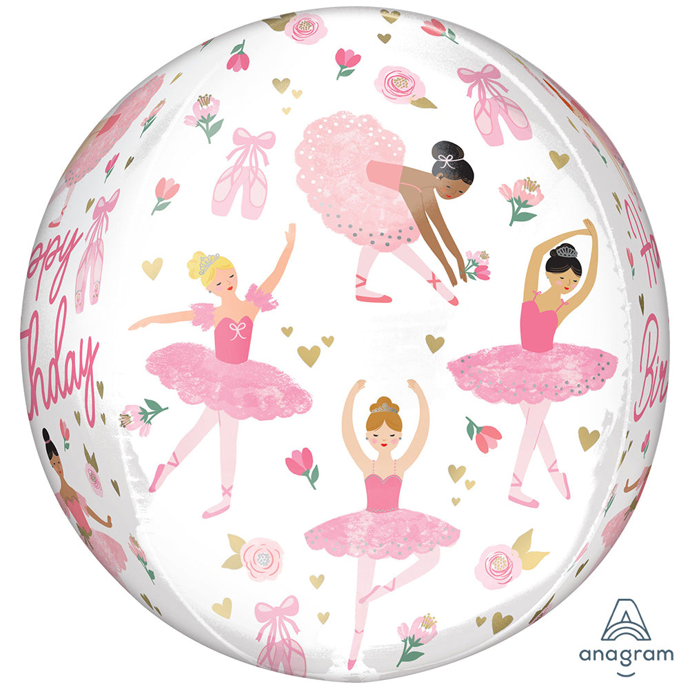Orbz Foil Balloon Happy Birthday Ballerinas 38x40cm ANAGRAM 4785701