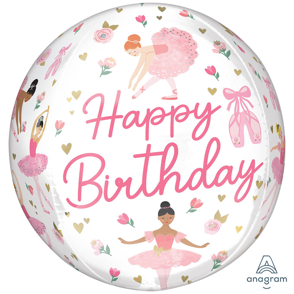 Orbz Foil Balloon Happy Birthday Ballerinas 38x40cm ANAGRAM 4785701