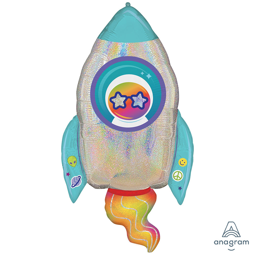 Supershape Foil Holographic Outer Space Rocket Balloon 50x73cm ANAGRAM 4787001