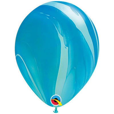 28cm Blue-White Marbled Latex Balloon
