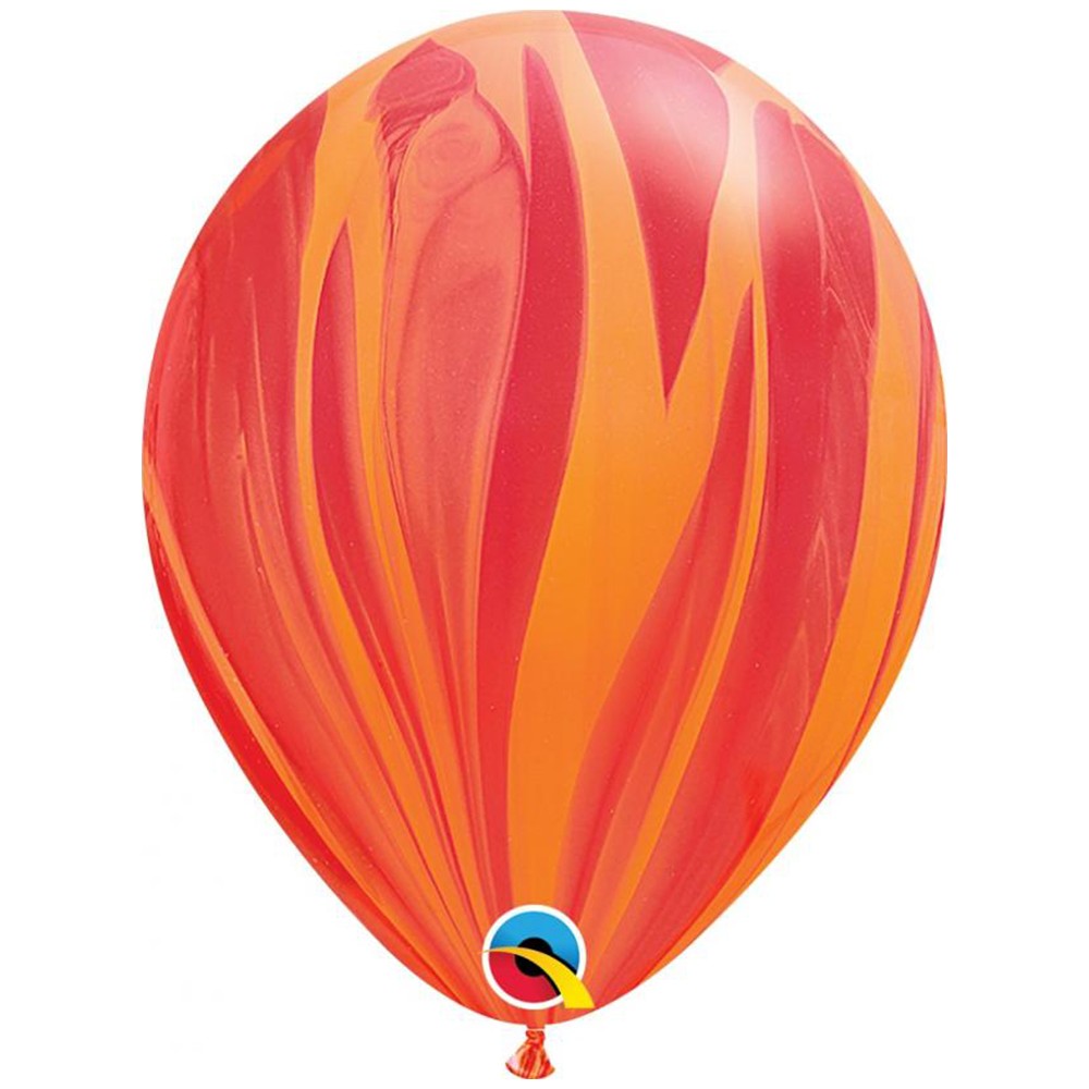 Balon latex 28cm Marmorat Rosu-Portocaliu