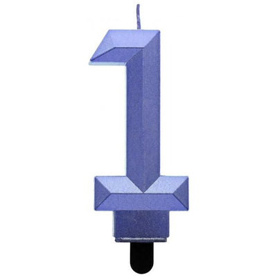 Cake Candle Number 1 Dark Blue Diamond 7.6cm