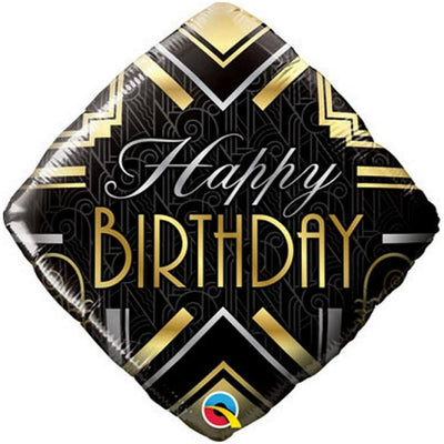 Rhombus Foil Balloon Happy Birthday Gold 45cm
