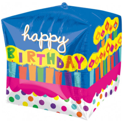 Foil Balloon CUBE Birthday Cake 38x38cm AMS 28379 01