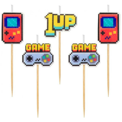 Set of 5 Game On Cake Candles 6cm