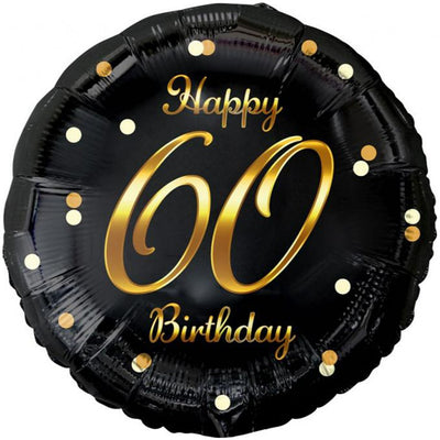 Round Foil Balloon Happy 60th Birthday Gold Confetti 45cm