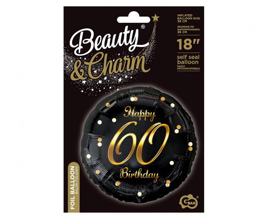 Balon Folie Rotund Happy 60th Birthday Confetti Auriu 45cm