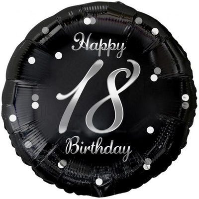 Balon Folie Rotund Happy 18th Birthday Confetti Argintiu 45cm