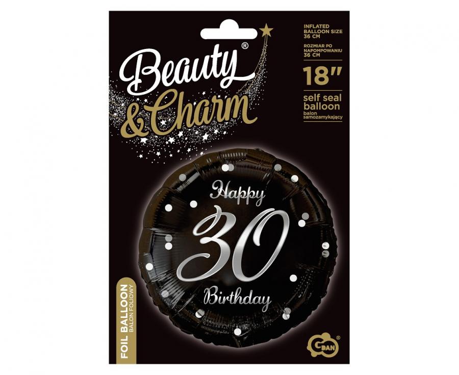 Balon Folie Rotund Happy 30th Birthday Confetti Argintiu 45cm