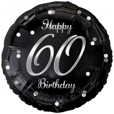 Round Foil Balloon Happy 60th Birthday Silver Confetti 45cm