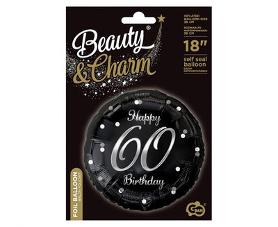 Round Foil Balloon Happy 60th Birthday Silver Confetti 45cm