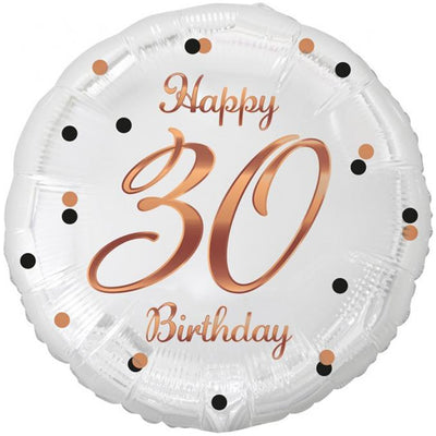 Round Foil Balloon Happy 30th Birthday Confetti Rose Gold 45cm