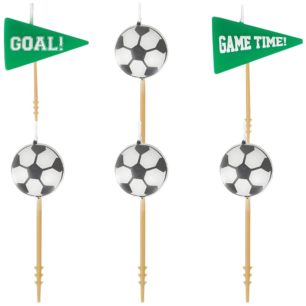 Set of 6 Football Birthday Candles 7.5cm 172902