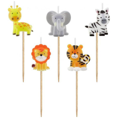 Set of 5 Animal Cake Candles 7cm