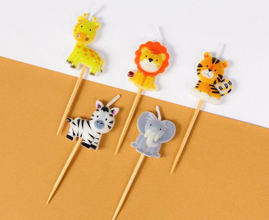 Set 5 Lumanari Tort Animalute 7cm
