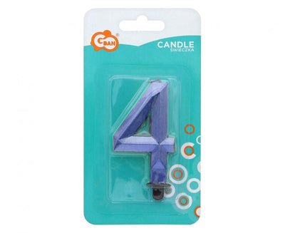 Cake Candle Number 4 Dark Blue Diamond 7.6cm