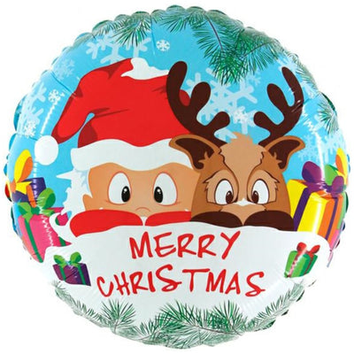 Round Reindeer and Santa Claus Foil Balloon 53cm Grabo