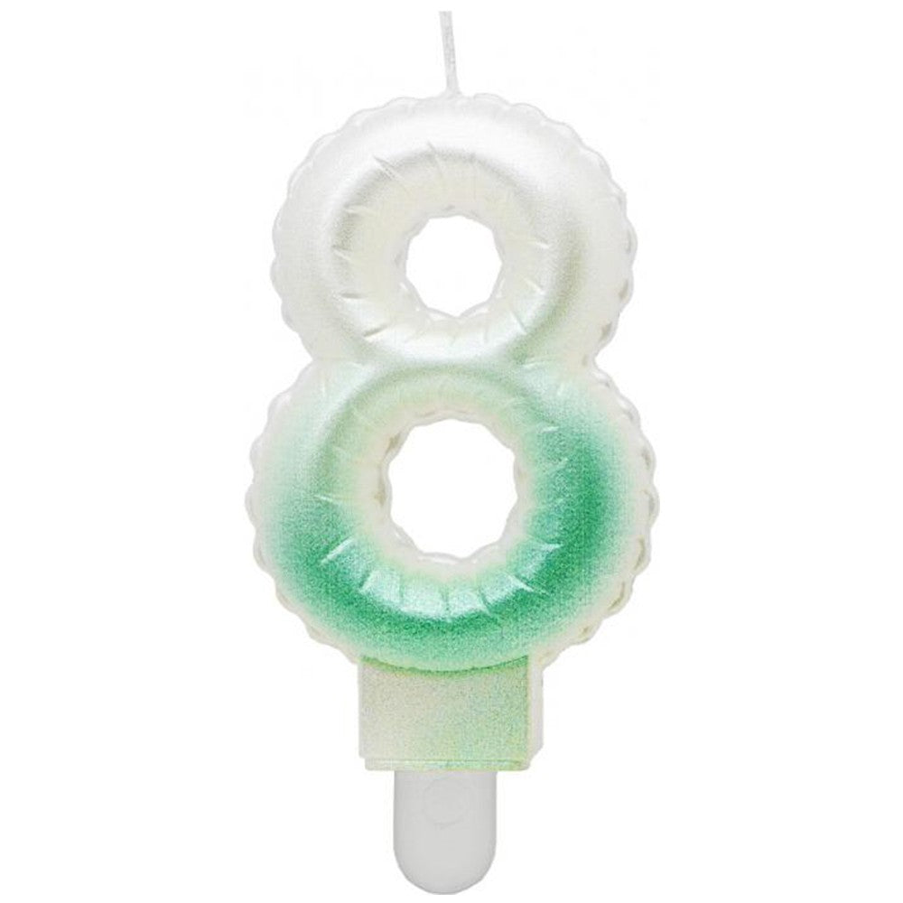 Lumanare Tort Cifra 8 Ombre Alb - Verde 7cm