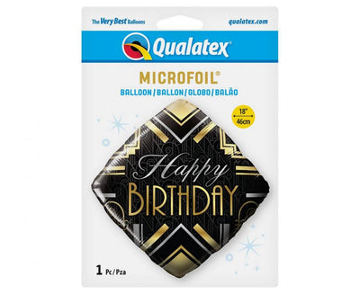 Rhombus Foil Balloon Happy Birthday Gold 45cm