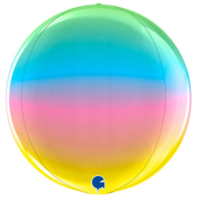 Foil Balloon Sphere 4D Rainbow 38 cm Grabo