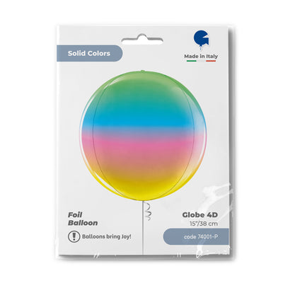 Foil Balloon Sphere 4D Rainbow 38 cm Grabo