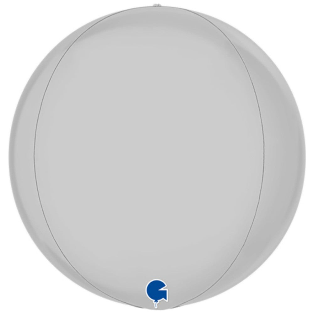Foil Balloon Sphere 4D White Satin 38 cm Grabo