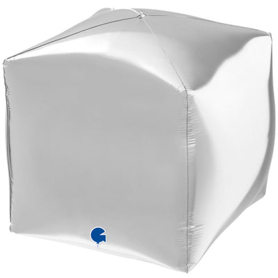 Silver 4D Cube Foil Balloon 38 cm Grabo