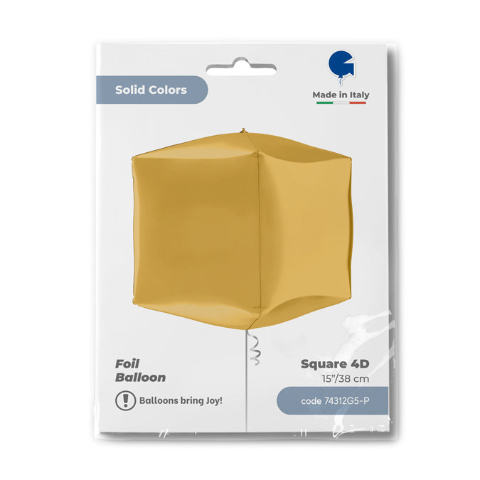 Foil Balloon CUBE 4D Gold 38 cm Grabo