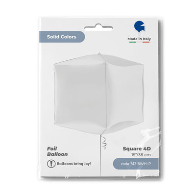 Foil Balloon 4D CUBE White 38 cm Grabo