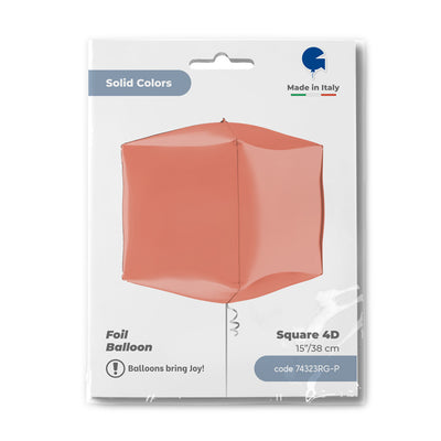 4D Cube Foil Balloon Rose Gold 38 cm Grabo