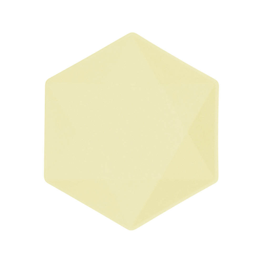 Set of 6 Yellow Hexagonal Plates Decor Vert 20.8x18.1cm 9918239