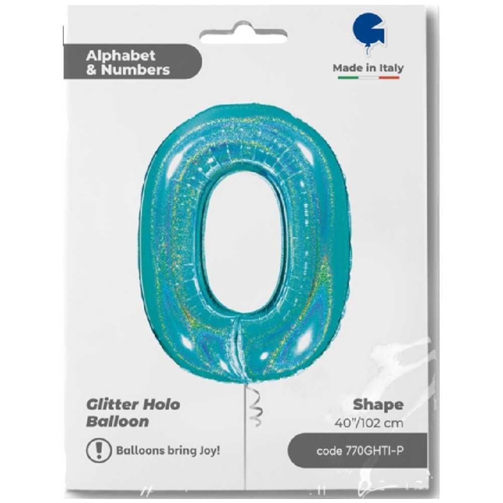 Balon Folie Jumbo CIFRA 0 Tiffany Glitter 102 cm Grabo