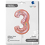 Jumbo Foil Balloon NUMBER 3 Rose Gold Glitter 102 cm Grabo