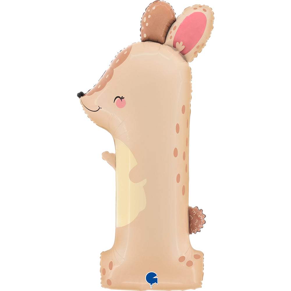 Foil Balloon Puppyloons Number 1 Bunny 97cm