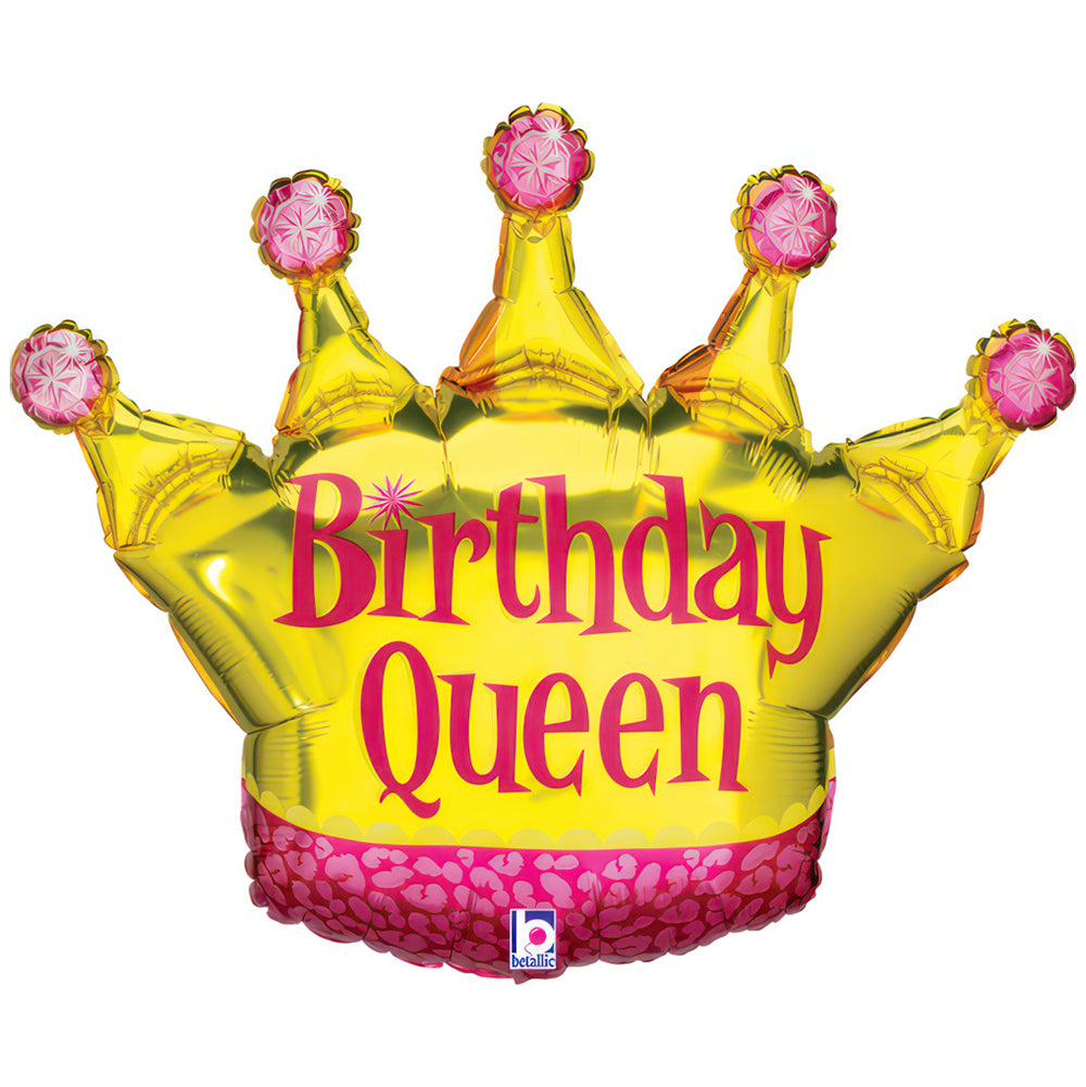 Balon Folie Figurina Coroana Birthday Queen 76cm